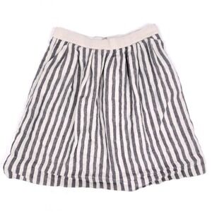 Loft Linen Striped Skirt Size 8 Neutral White Gray Coastal Grandma Style Pockets